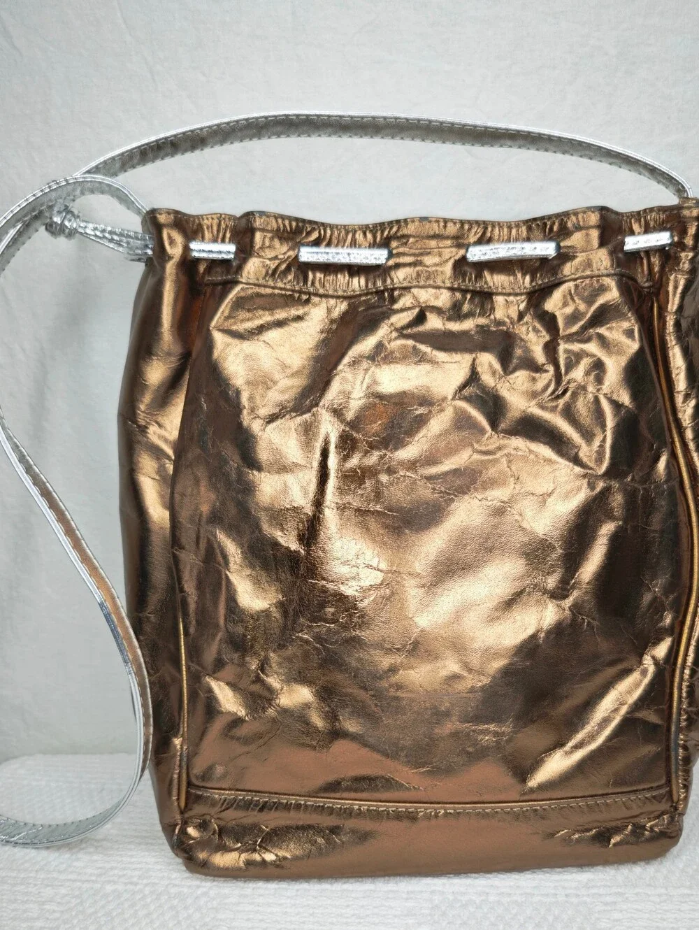 Fifth Avenue Handbags multi metallic leather bucket bag